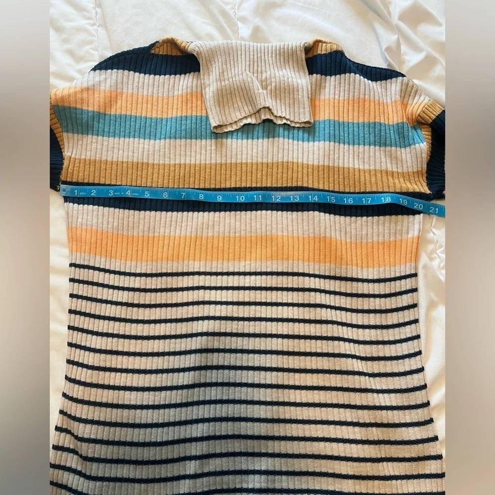 Kavu Pullover Stripped Turtleneck Sweater rib knit soft stretchy